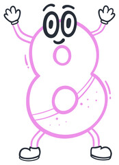 Fototapeta premium Number 8 Character Illustration Sticker
