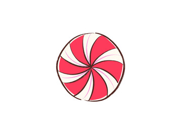 Peppermint candy swirl isolated. sweet dessert treat illustration. isolated on transparent background