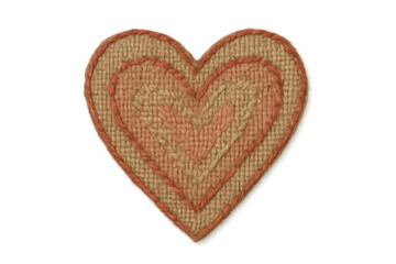 Fototapeta premium Knitted heart shape fabric patch showing love, affection, and handmade craftsmanship on a transparent background