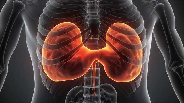 Animated Human Diaphragm and Lungs, Medical Illustration