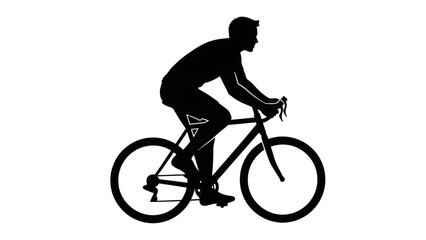Fototapeta premium Dynamic silhouette of a cyclist riding a bicycle suggesting motion and active outdoor fitness pursuits