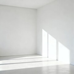 Obraz premium A Bright and Empty White Room with Sunlight Casting Shadows