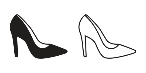 High Heel Shoe Silhouette Icons for Fashion and Style Design