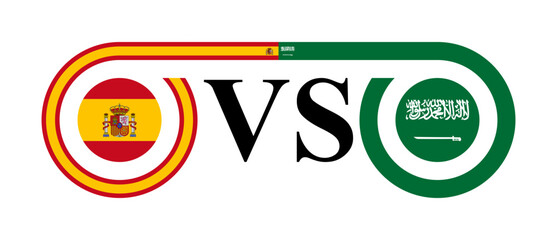 concept between spain vs saudi arabia. vector illustration isolated on white background