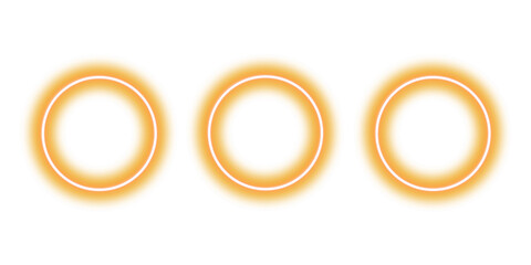 Three glowing orange circles with a soft diffusion effect on a transparent background, representing a clean and modern aesthetic with a subtle energetic glow