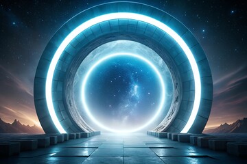 Obraz premium Glowing futuristic portal to the cosmos