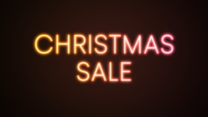 Vivid neon sign highlights a Christmas sale with colorful lettering against a dark backdrop. This design creates an inviting atmosphere for holiday shoppers seeking great deals