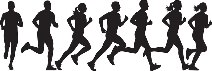 Running silhouette group