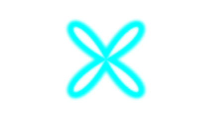 Minimal Aqua Cyan Neon Clover X-Shape Symbol Vector Element