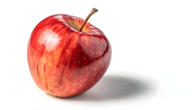 Fresh red apple on white background, symbolizing healthy eating and natural goodness for food and lifestyle imagery, perfect for nutritional content, 147