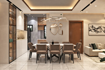 residential Building Interior Design. bedroom, Dining room, living room Design