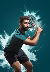 Padel player showcasing professional gear, perfect for online store banners, padel championship ads, or branded social media campaigns