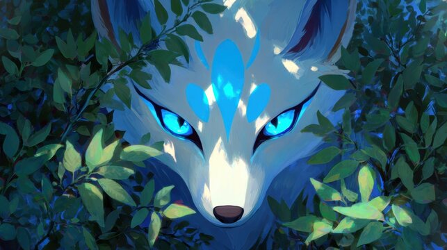 Kitsune Fox Spirit in Glowing Forest Representing Magic and Intelligence in Japanese Folklore Under Moonlight at Night