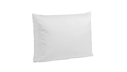 A single white rectangular pillow with slight wrinkles is displayed against a plain white backdrop alpha channel with white background