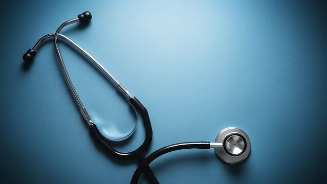 Medical Stethoscope on Blue Background