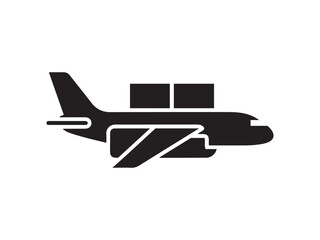 Cargo airplane delivery logistics transport air freight shipping vector icon