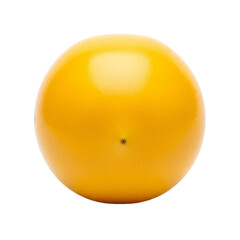 A single perfect yellow persimmon fruit isolated on a black background