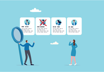 Redundant job, layoff staff or reduce head count, fired employee or worker, losing job from economic recession, dismiss or picking redundant staff concept, businessman HR choose redundancy employee