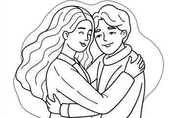 Fototapeta premium a couple embracing in a warm hug soft pastel background