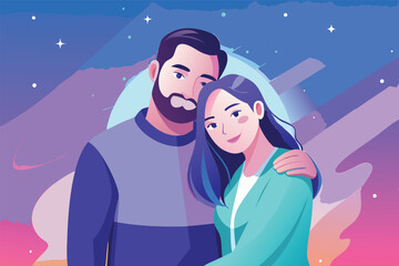 Obraz premium a couple in a gentle embrace minimalist design