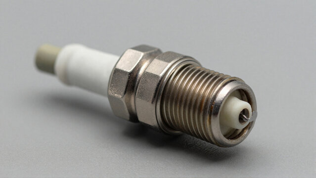 Spark Plug Close-Up with Visible Electrodes and Ceramic Insulator Detail