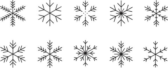 Collection of snowflake vectors in various shapes and styles for winter design