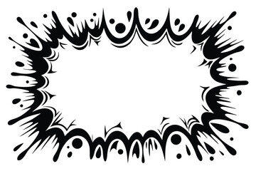 Decorative Black with Sharp, Jagged Edges, and SplashLike Elements on White