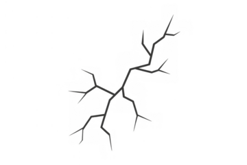 Spider web crack on surface displaying damage and destruction with a transparent background