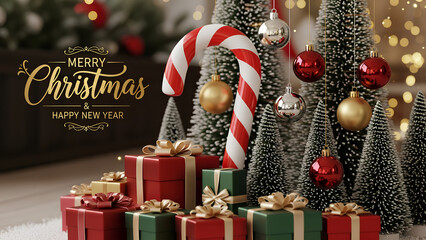 christmas tree with gifts and decorations