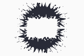 Splatter Border, Abstract Grunge Frame, Ink Blots, Splashes, Rough Edges, Messy Texture