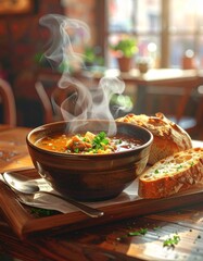 Warme Suppe mit frischem Brot &ndash; Gem&uuml;tlich im Caf&eacute;