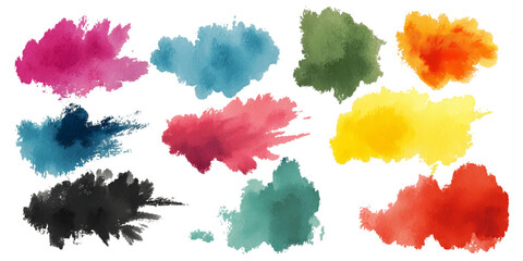 Vector Colorful Watercolor set and Backdrop background texture. Modern Collection Pastel Watercolor Art, Creative Brush Strokes Design.