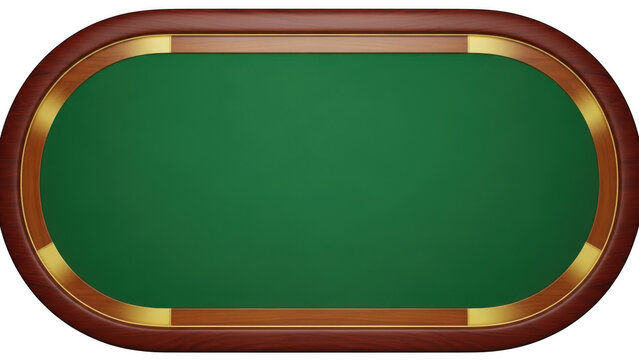 Poker table, green felt and wooden trim