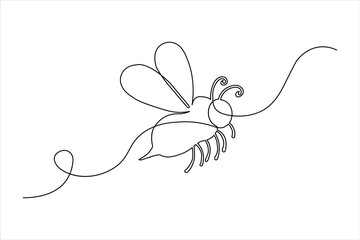 Minimalist single-line art drawing of a bee