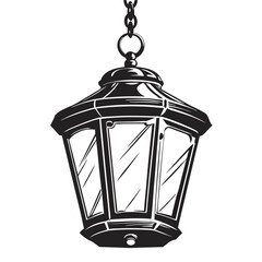 Obraz premium Detailed Monochrome of a Vintage Style Hanging Lantern with Chain