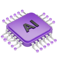 Ai chip isolated on transparent background