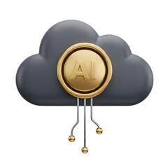 Cloud ai isolated on transparent background