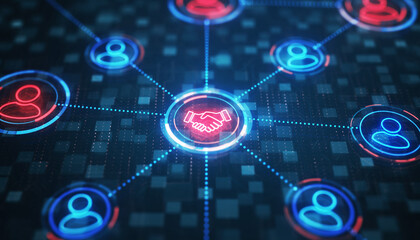 Connected Network of Partnership: A vibrant network of interconnected nodes symbolizing the power of connection and collaboration.