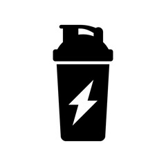 Protein shake icon. Energy drink. Protein shaker bottle. Vector icon isolated on white background.