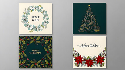 Fototapeta premium Festive Holiday Greetings Christmas Wishes, Peace, and Joy in Elegant Floral Designs for Seasonal Celebrations and Merry Occasions