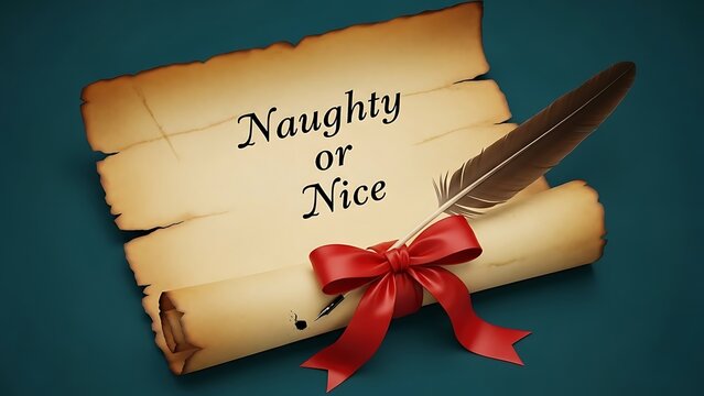 Christmas Naughty or Nice Scroll and Quill Pen