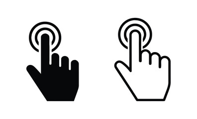 Obraz premium Two hands pressing or touching buttons in black and white line art style