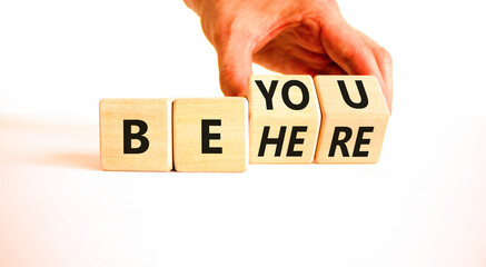 Belonging and belong symbol. Concept words Be here Belong on beautiful wooden block. Beautiful...