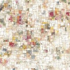 Fototapeta premium Colorful mosaic pattern showcases a variety of textured squares in red, yellow, and beige, ideal for backgrounds, wallpapers, or creative projects with artistic flair