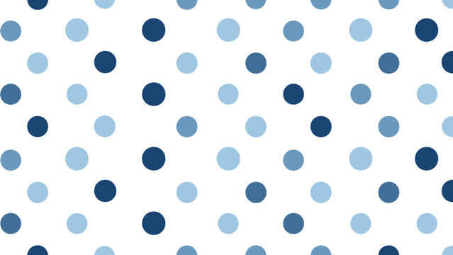 A seamless pattern of alternating light blue and dark blue polka dots on a white background.