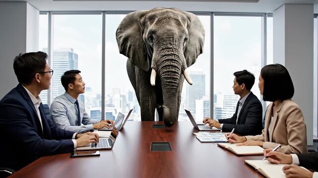 The Elephant in the Room idiom shows Problem Ignorance Meaning in Office Space for Blogs, Business Websites, Social Media, Presentations