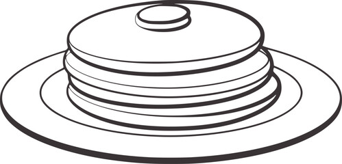 Stack of pancakes on a plate line art food breakfast