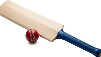 Stunning professional cricket bat with vibrant red ball ready for the next big match