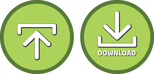 download button for internet website use. Download icon on isolated white background with shadow.