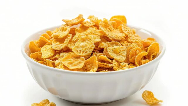 Video A bowl of corn flakes sitting on a table